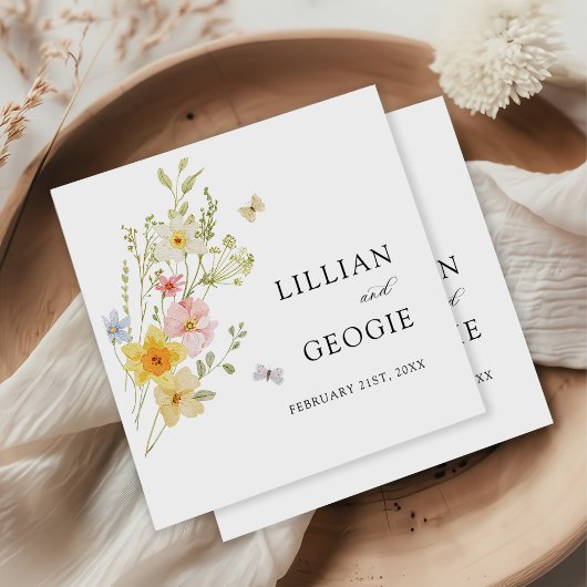 エレガントモダン野花春サマー結婚ズ スタンダードカクテルナプキン