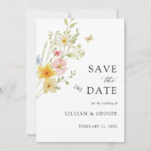 エレガントモダン野花春サマー結婚ズ セーブザデート (正面)