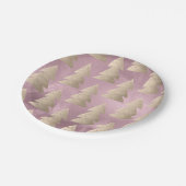 エレガントモダン金ゴールドとピンクのクリスマスツリーパターン ペーパープレート (アングル)