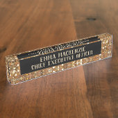 エレガントモダン金ゴールドとブラックデスクの署名名プレート デスクネームプレート (側面)