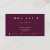 エレガントモダン金ゴールドとブルゴーニュのワインカラー コーリングカード (裏面)