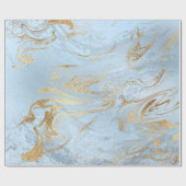 エレガントモダン金ゴールドとライトブルー大理石グリッター ラッピングペーパー (フラット)