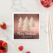 エレガントモダン金ゴールドと銅メリークリスマスツリー スタンダードカクテルナプキン (インサイチュ)