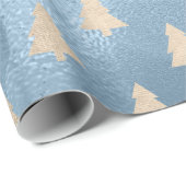 エレガントモダン金ゴールドと青いクリスマスツリーパターン ラッピングペーパー (ロールコーナー)