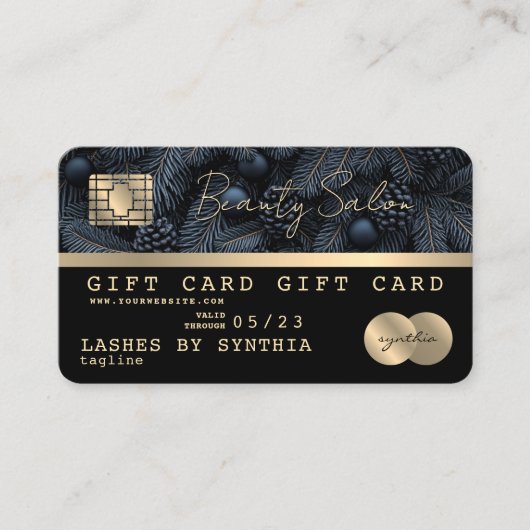 エレガントモダン金ゴールドクレジットカードのギフト証明書 名刺 (正面)