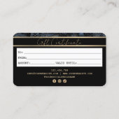 エレガントモダン金ゴールドクレジットカードのギフト証明書 名刺 (裏面)