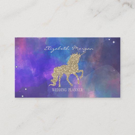エレガントモダン金ゴールドグリッターUnicornスプラッシュ絵を描 名刺 (正面)
