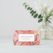 エレガントモダン金ゴールドコーラルピンクフェーン葉ズ 名刺 (スタンド正面)