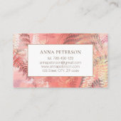 エレガントモダン金ゴールドコーラルピンクフェーン葉ズ 名刺 (裏面)