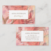 エレガントモダン金ゴールドコーラルピンクフェーン葉ズ 名刺 (正面/裏面)