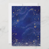 エレガントモダン金ゴールドスターズブルースウィート16 招待状 (裏面)