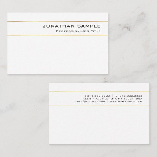 エレガントモダン金ゴールドストライプのデザイントレンディー 名刺 (正面/裏面)