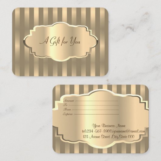 エレガントモダン金ゴールドストライプの 割引カード (正面/裏面)