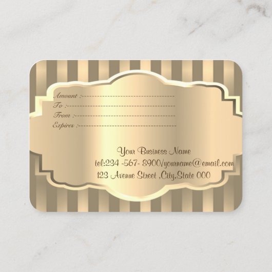 エレガントモダン金ゴールドストライプの 割引カード (裏面)