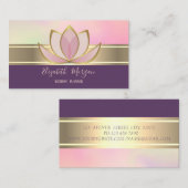 エレガントモダン金ゴールドストライプロータスゼン 名刺 (正面/裏面)