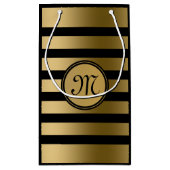 エレガントモダン金ゴールドストライプ型 スモールペーパーバッグ (裏面)