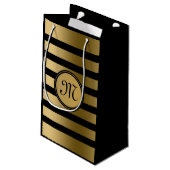 エレガントモダン金ゴールドストライプ型 スモールペーパーバッグ (裏面アングル)