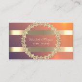 エレガントモダン金ゴールドストライプ枠 名刺 (正面)