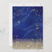 エレガントモダン金ゴールドダイアモンズスターズブルースウィート16 招待状 (裏面)