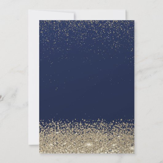 エレガントモダン金ゴールドダイアモンズネイビーブルースウィート16 招待状 (裏面)