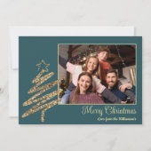 エレガントモダン金ゴールドツリーのクリスマス写真 シーズンカード (正面)