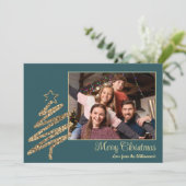 エレガントモダン金ゴールドツリーのクリスマス写真 シーズンカード (スタンド正面)