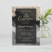 エレガントモダン金ゴールドティアラ、大理石、紙吹雪 招待状 (スタンド正面)