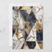 エレガントモダン金ゴールドティアラ、黒幾何大理石 招待状 (裏面)
