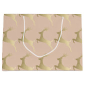 エレガントモダン金ゴールドトナカイ ラージペーパーバッグ (正面)