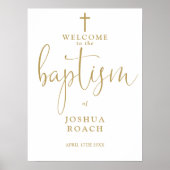 エレガントモダン金ゴールドバプテスマ歓迎サイン ポスター (正面)