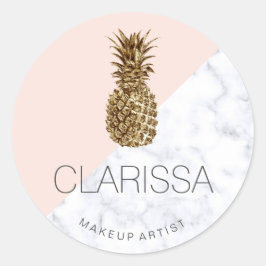 エレガントモダン金ゴールドパイナップル赤面ピンク ラウンドシール