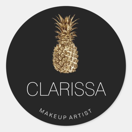 エレガントモダン金ゴールドパイナップル ラウンドシール (正面)