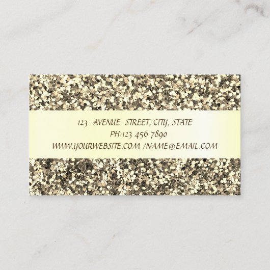 エレガントモダン金ゴールドフェイクグリッター 名刺 (裏面)