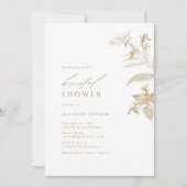 エレガントモダン金ゴールドフローラブライダルシャワー 招待状 (正面)