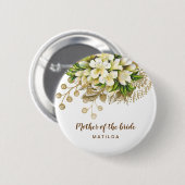エレガントモダン金ゴールドフローラ母 缶バッジ (正面&裏面)
