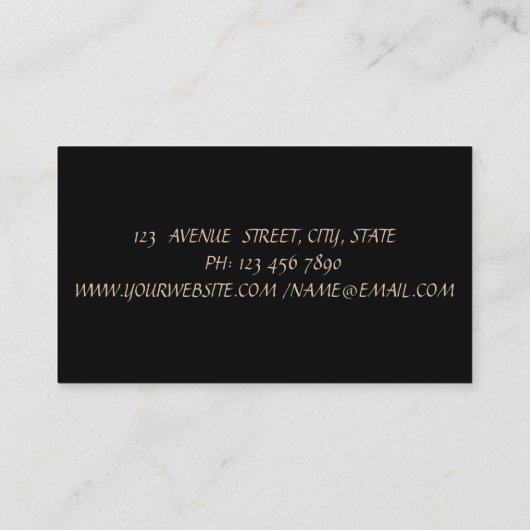 エレガントモダン金ゴールドブラシストロークのジオメトリック、黒 名刺 (裏面)