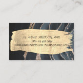 エレガントモダン金ゴールドブラシストローク黒大理石 名刺 (裏面)