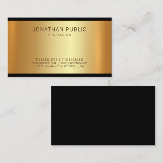 エレガントモダン金ゴールドプロフェッショナルユニーク 名刺 (正面/裏面)