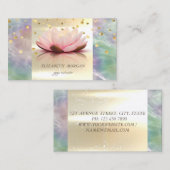 エレガントモダン金ゴールドホログラフィックパールロータス 名刺 (正面/裏面)