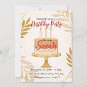 エレガントモダン金ゴールドミニマル誕生日パーティー 招待状 (正面)