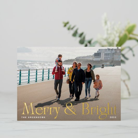 エレガントモダン金ゴールドメリー押し 箔シーズンカード (立ち正面)