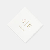 エレガントモダン金ゴールドモノグラム日付ミニマリスト スタンダードカクテルナプキン (角)