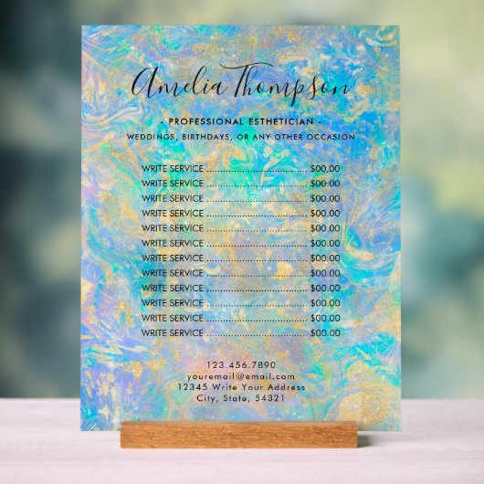 エレガントモダン金ゴールド価格リスト アクリルサイン (ニュートラル)