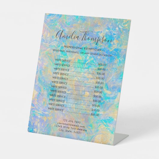 エレガントモダン金ゴールド価格リスト 台座サイン (正面)