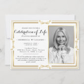 エレガントモダン金ゴールド写真お祝い 招待状 (正面)