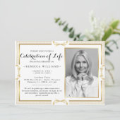 エレガントモダン金ゴールド写真お祝い 招待状 (スタンド正面)