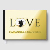 エレガントモダン金ゴールド写真ハートカスタムウェディング ゲストブック (正面)