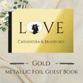 エレガントモダン金ゴールド写真ハートカスタムウェディング ゲストブック