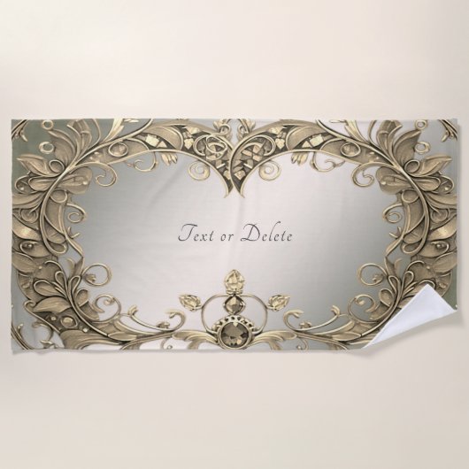 エレガントモダン金ゴールド加飾ビーチタオル ビーチタオル (正面)