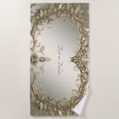 エレガントモダン金ゴールド加飾ビーチタオル ビーチタオル (正面)